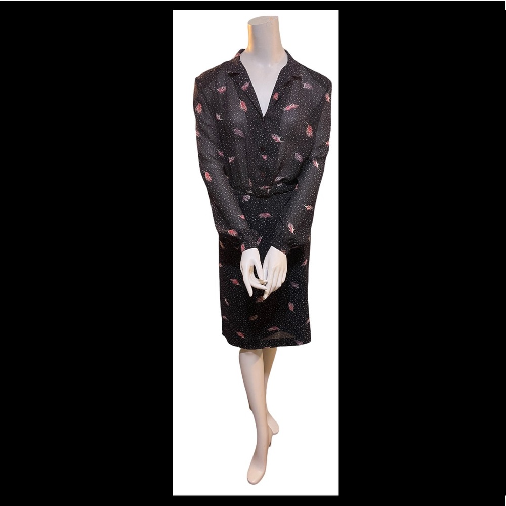 Feather print vintage dress
